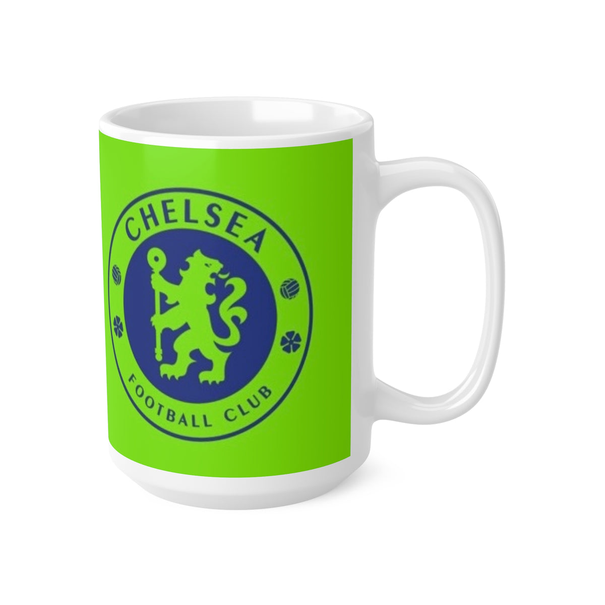 Chelsea-Inspired Neon Green Football Mug (11oz, 15oz)