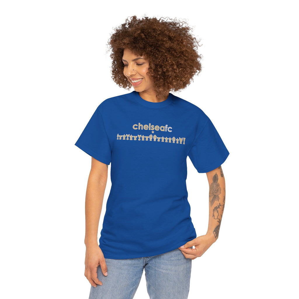 Chelsea FC Retro Silhouette Tee — Beige Logo Football Fans Shirt