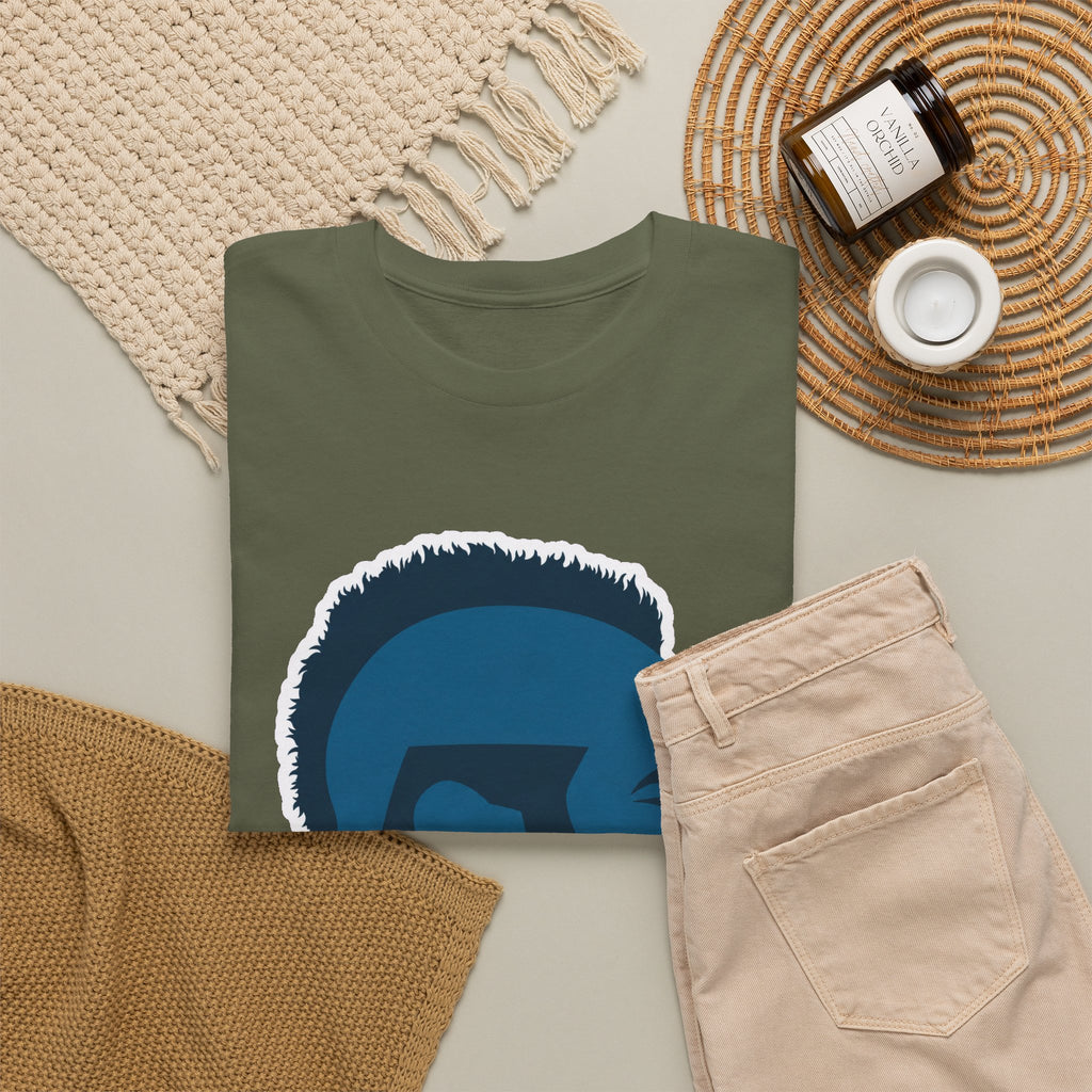 Mr T Profile Silhouette T‑Shirt – Blue Head & Gold Earring Graphic