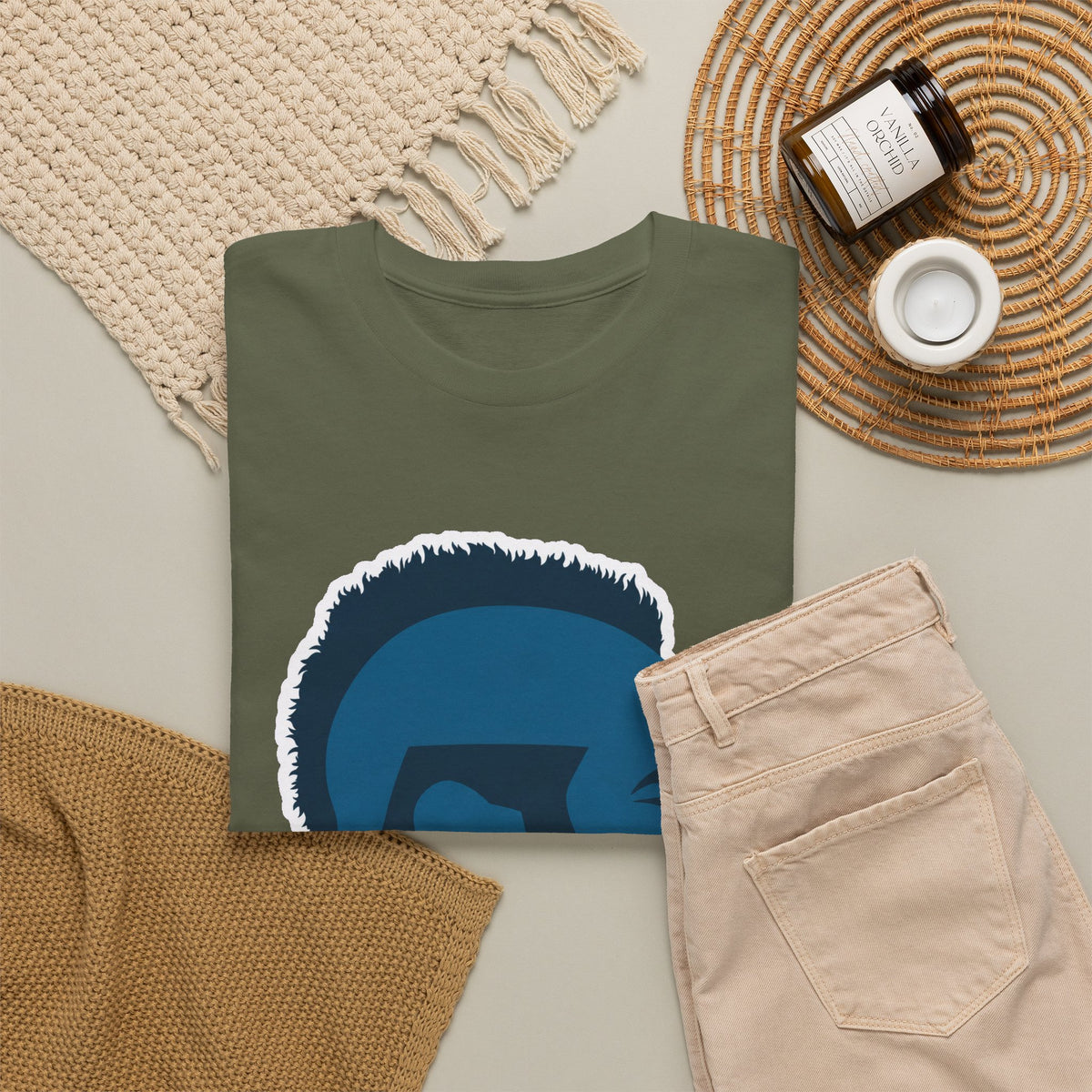 Mr T Profile Silhouette T‑Shirt – Blue Head & Gold Earring Graphic