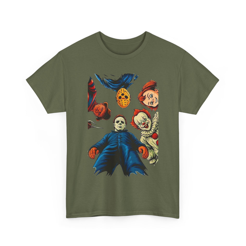 Horror Movie Icons Graphic Tee — Michael Myers, Jason & Classic Clowns Halloween T-Shirt