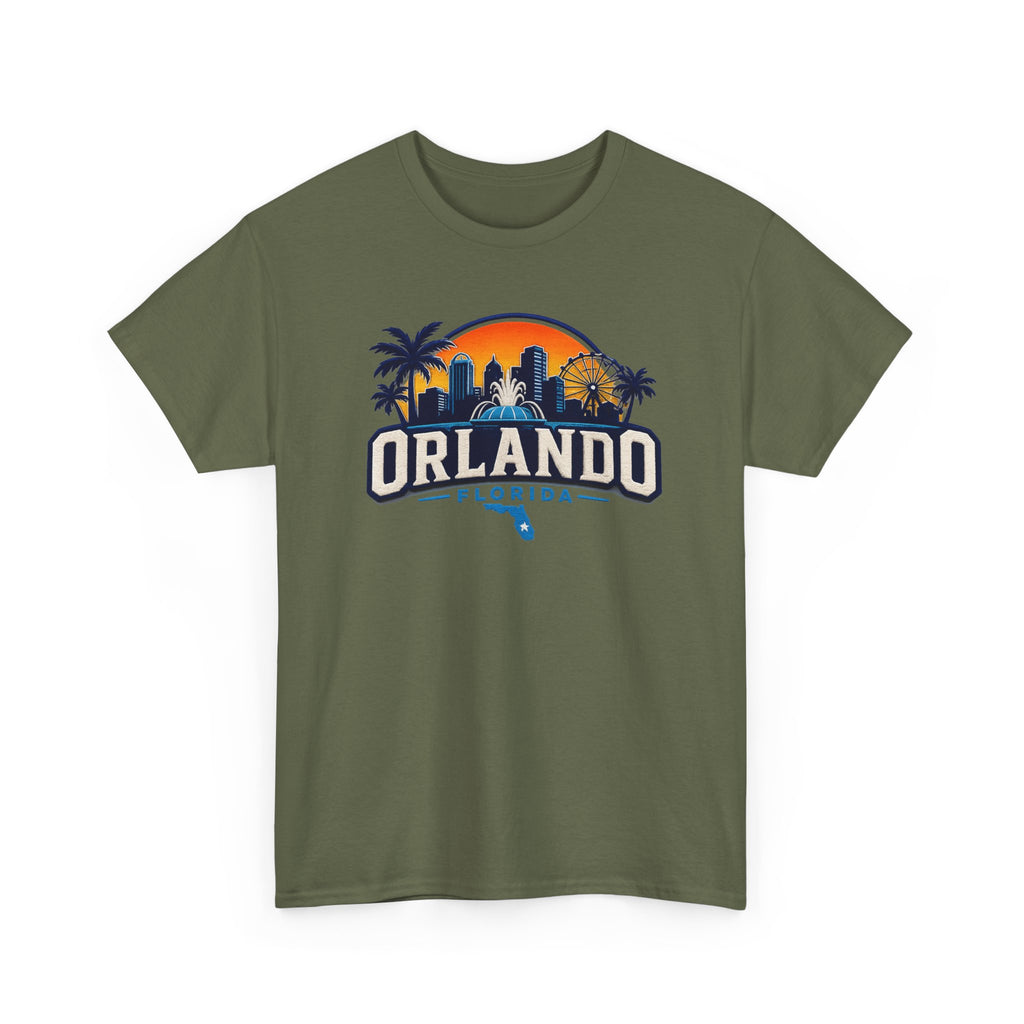 Orlando Florida Sunset T-Shirt — Retro Skyline & Palm Tree Vacation Tee