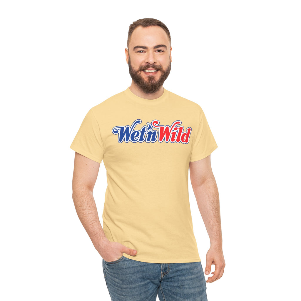 Wet 'n Wild Retro Script T-Shirt — Red & Blue Patriotic Graphic Tee