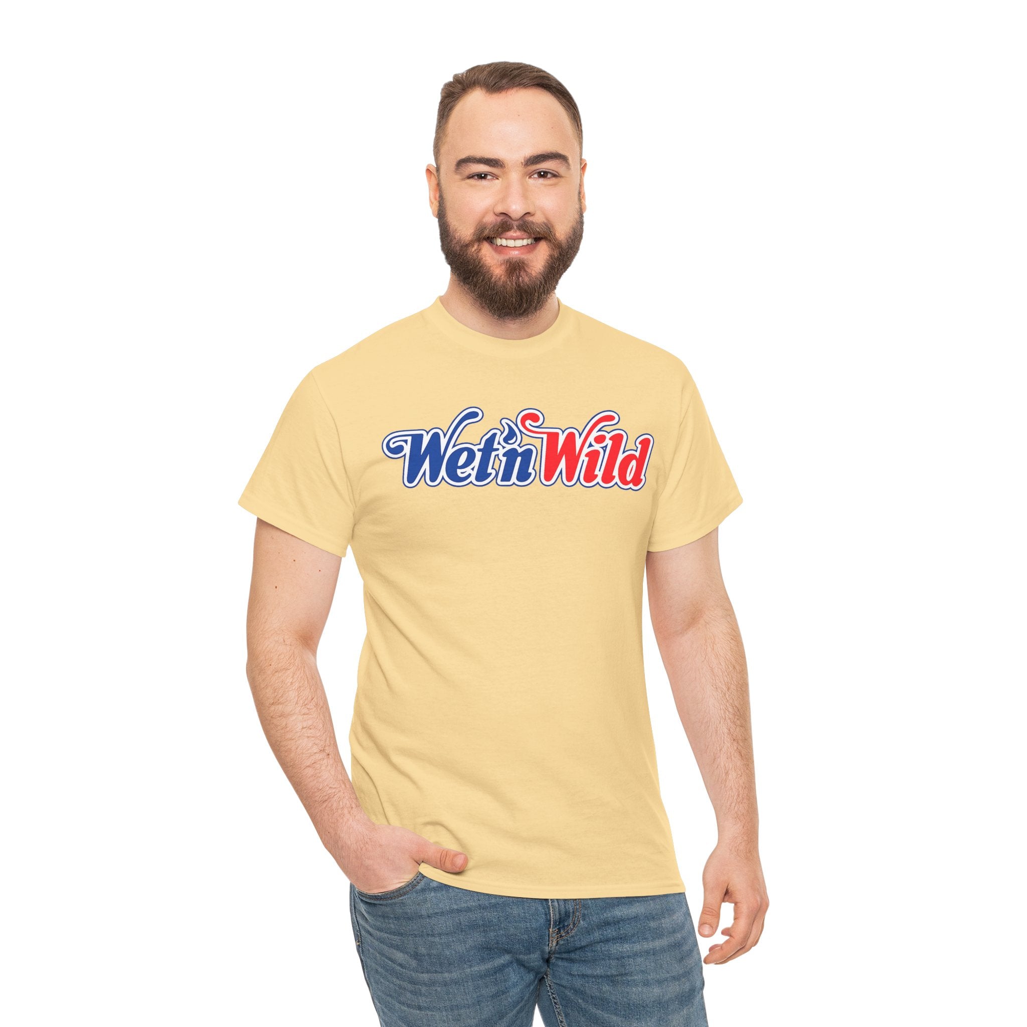 Wet 'n Wild Retro Script T-Shirt — Red & Blue Patriotic Graphic Tee