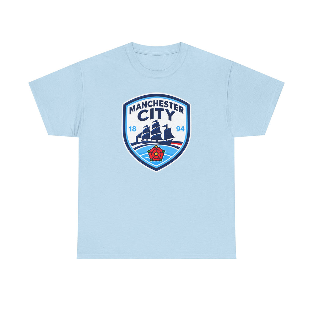 Manchester City Inspired Crest Cotton T-Shirt