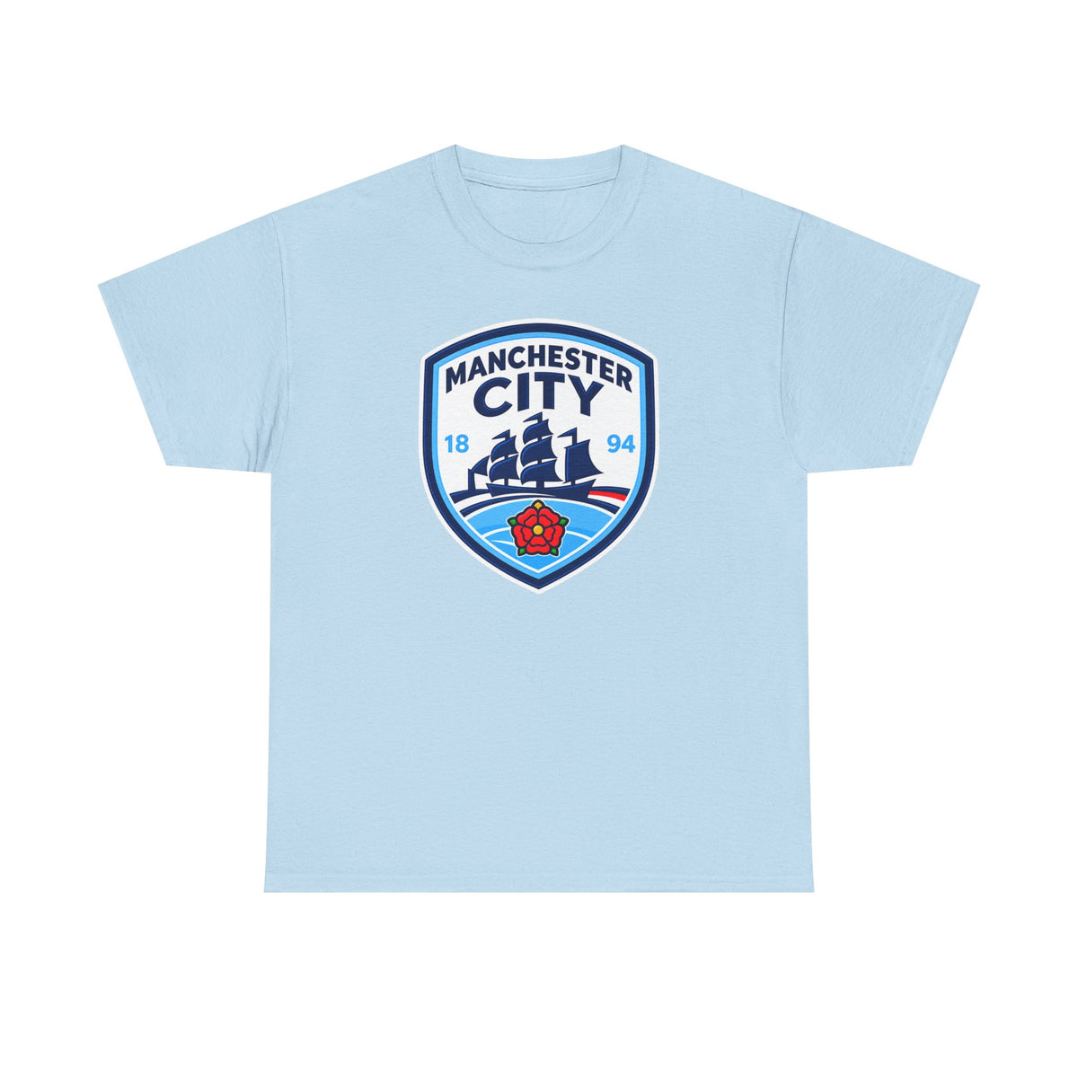 Manchester City Inspired Crest Cotton T-Shirt