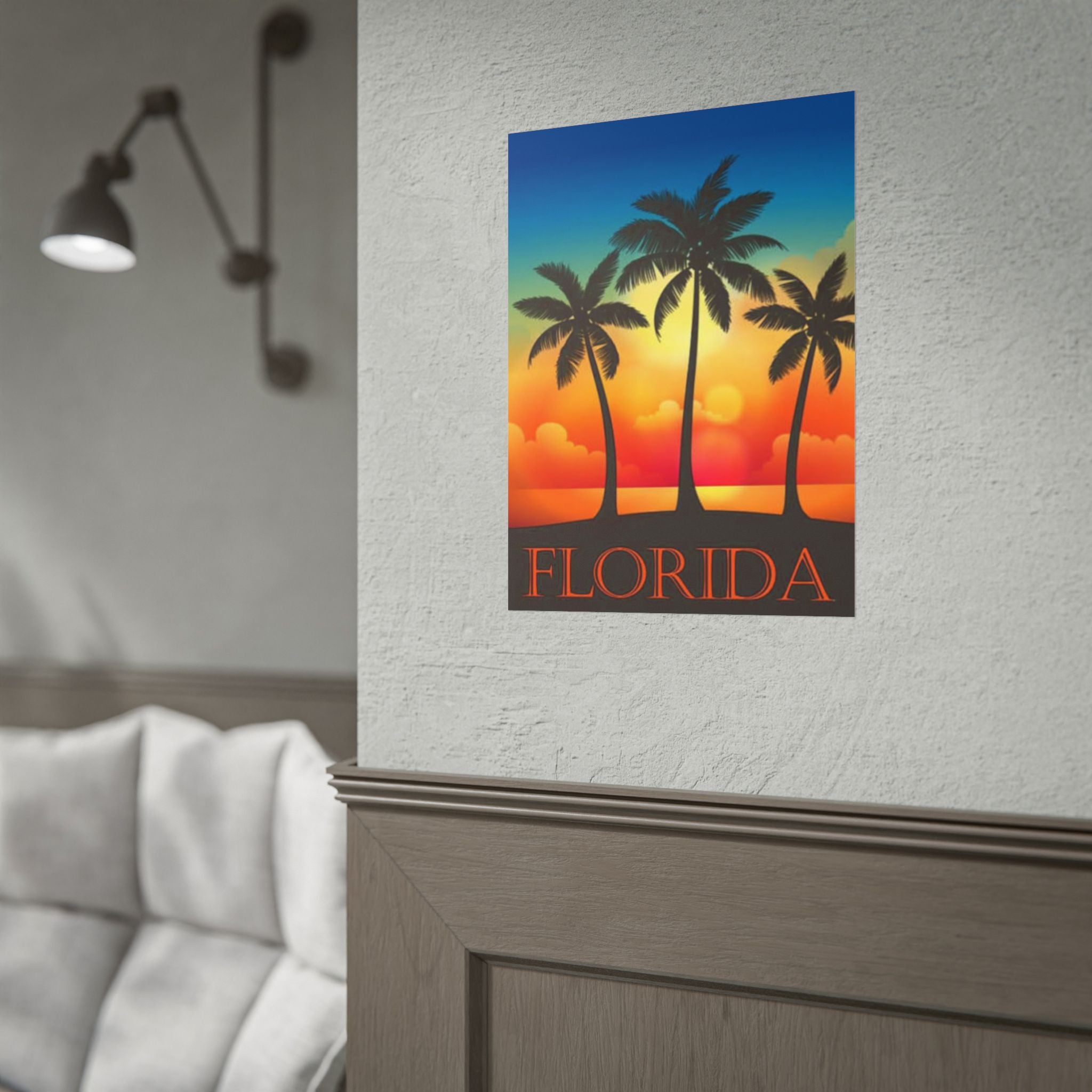 Florida Sunset Palm Poster — Tropical Beach Wall Art