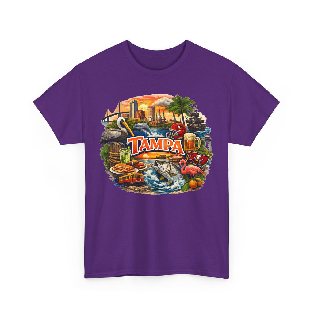 Tampa Florida Retro Scenic Tee — Vintage Beach, Skyline & Wildlife Graphic