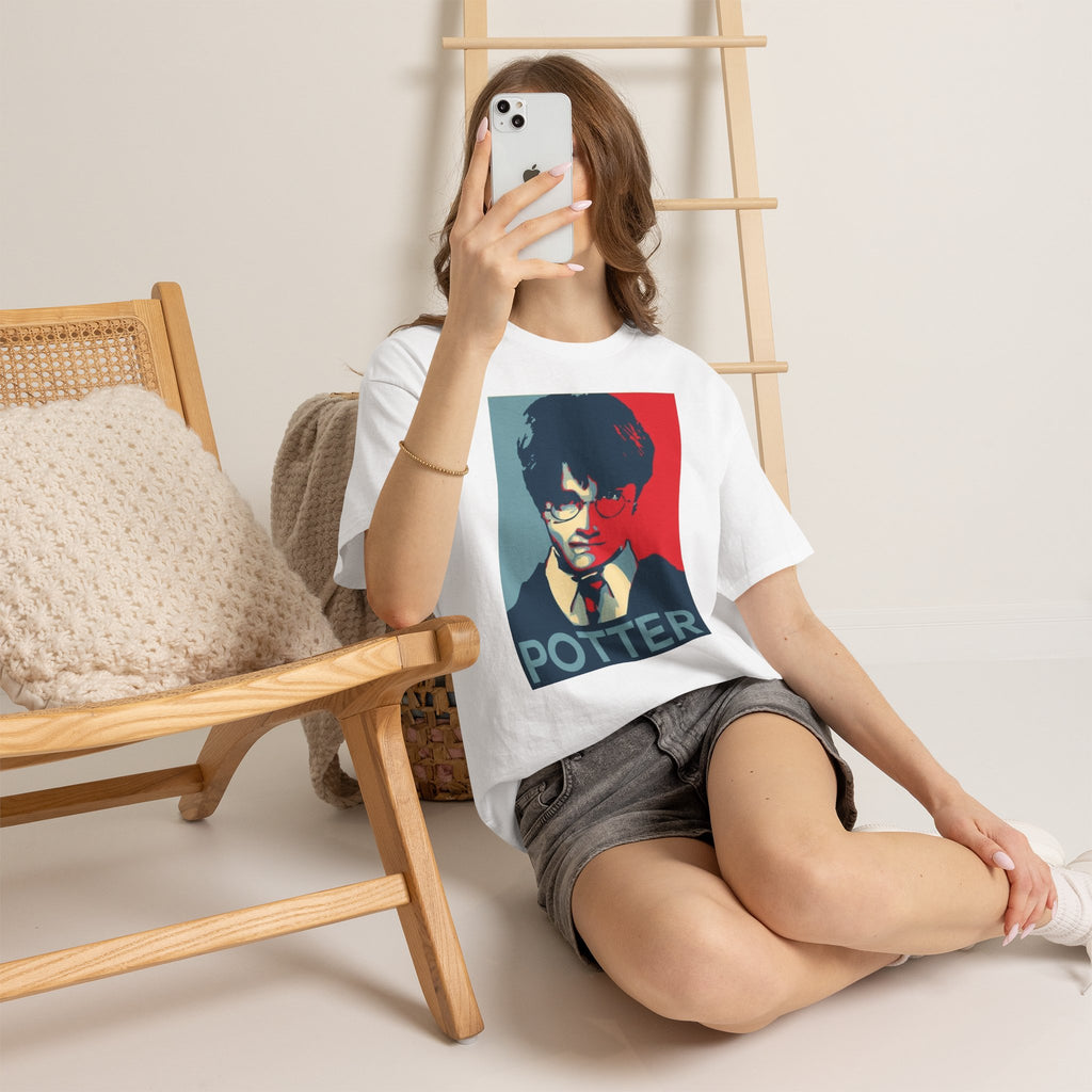 Harry Potter Inspired Vintage Wizard Portrait Cotton T‑Shirt — 'Potter' Graphic Tee