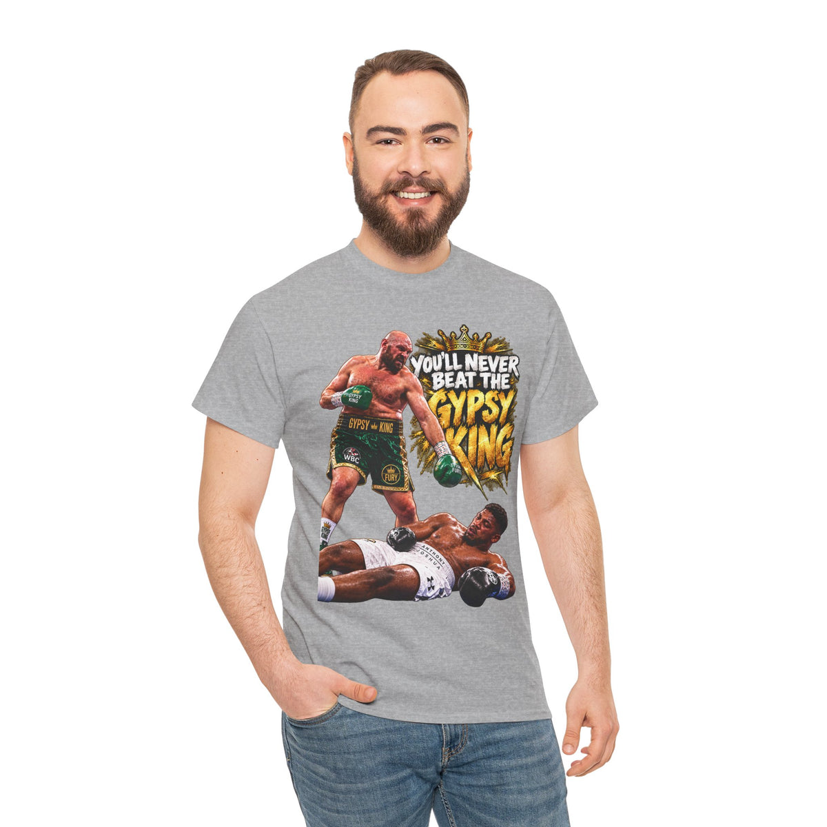 Boxing Graphic Tee – "You'll Never Beat the Gypsy King" Fight Shirt