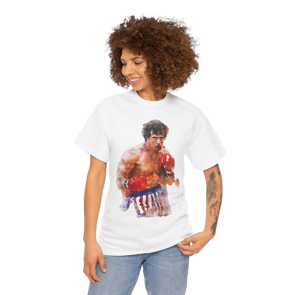 Boxer Rocky Painting T‑Shirt — Vintage American Flag Boxing Tee