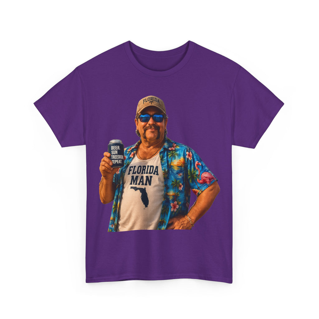 Florida Man Graphic Tee — Funny Vacation Shirt with Hawaiian Shirt Design