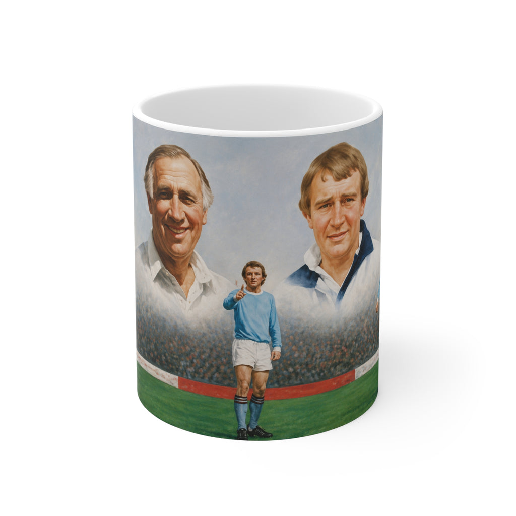 Mercer, Allison, Bell, Lee and Summerbee Manchester City Soccer Legends Ceramic Mug — Vintage Football Players 11oz/15oz