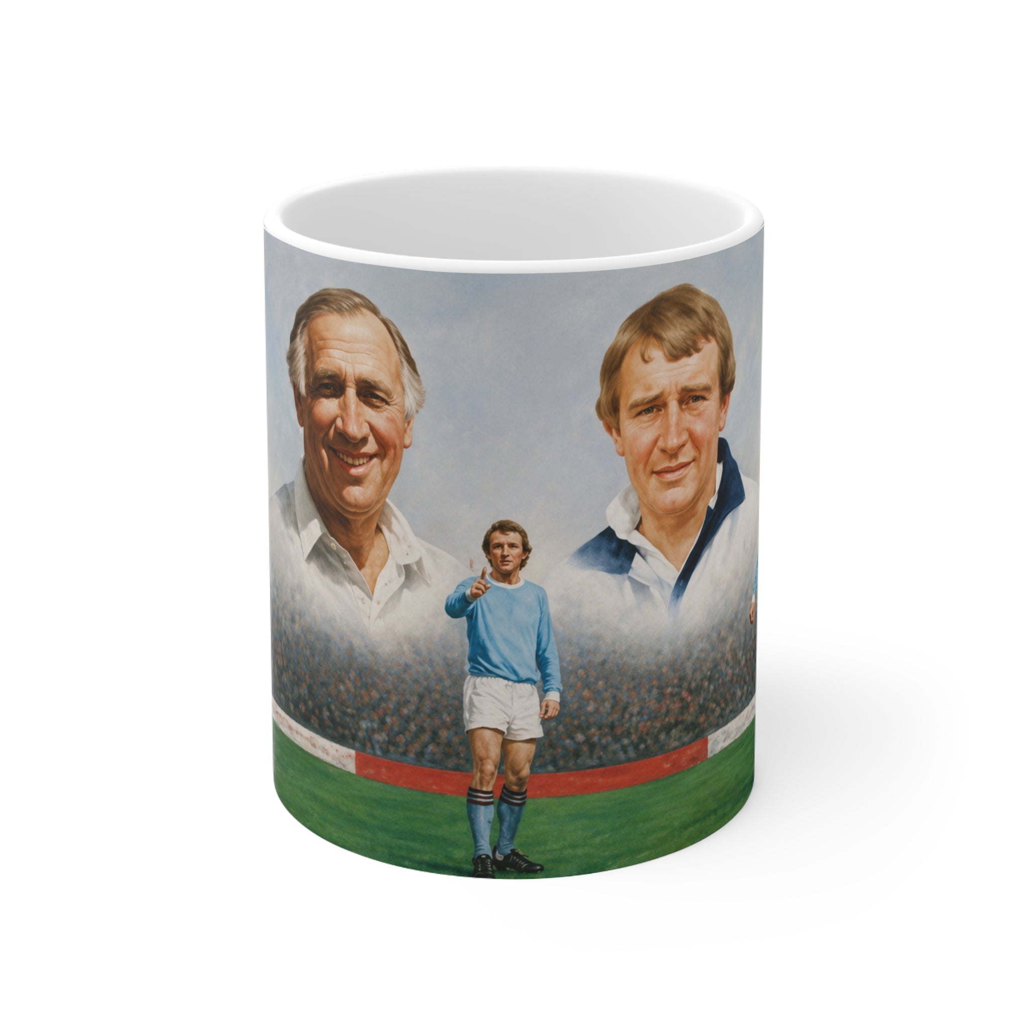 Mercer, Allison, Bell, Lee and Summerbee Manchester City Soccer Legends Ceramic Mug — Vintage Football Players 11oz/15oz