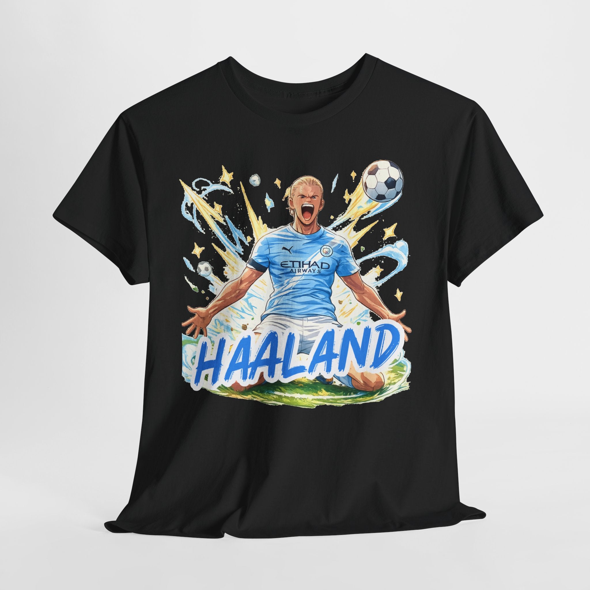 Erling Haaland Anime Fan Tee — Celebratory Football Player Graphic T-Shirt