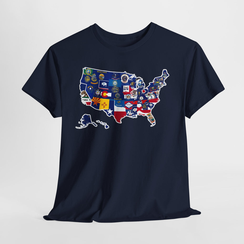 USA Map Flag T-Shirt — United States State Flag Map Tee