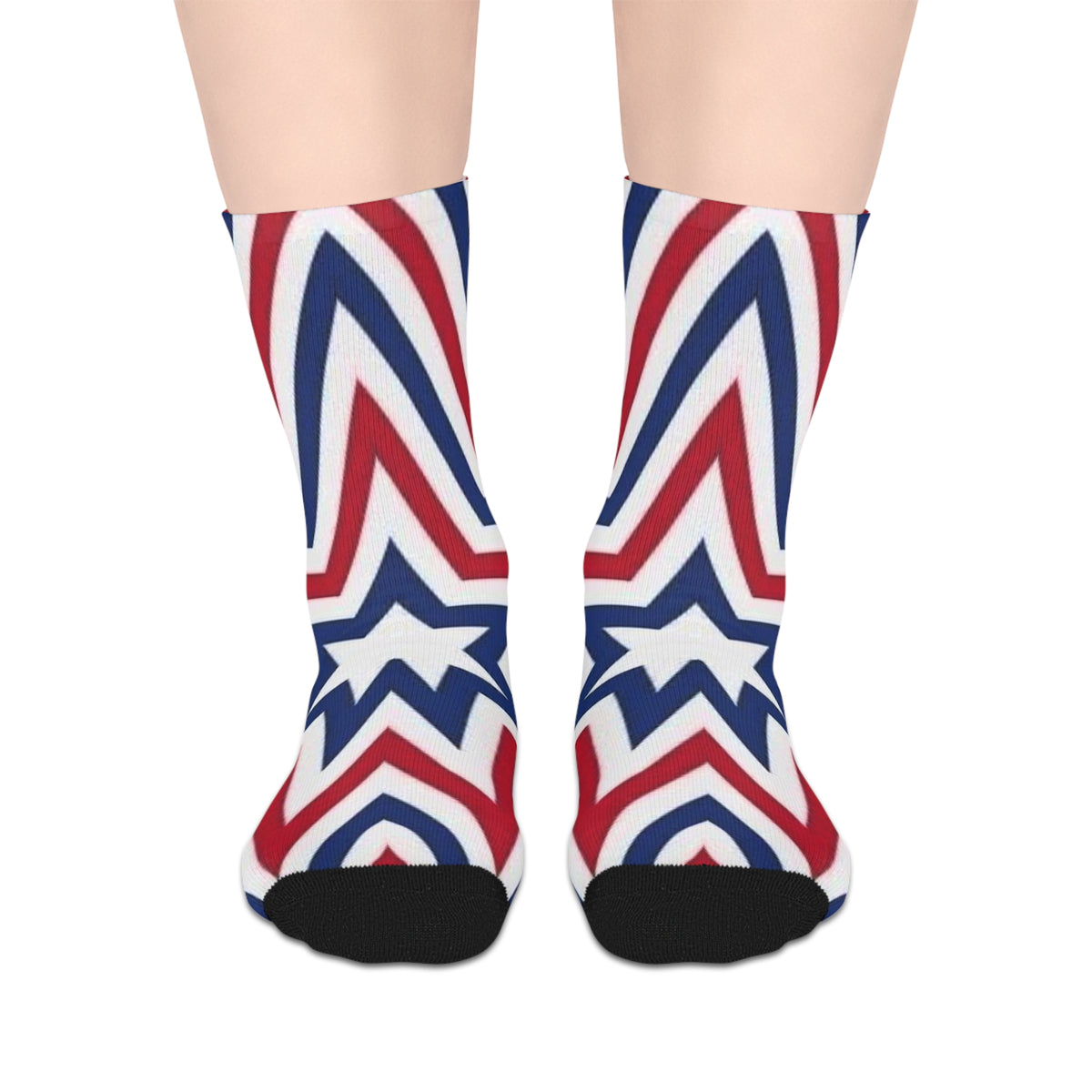 Patriotic Starburst Mid-Length Socks – Red White & Blue Fourth of July Socks