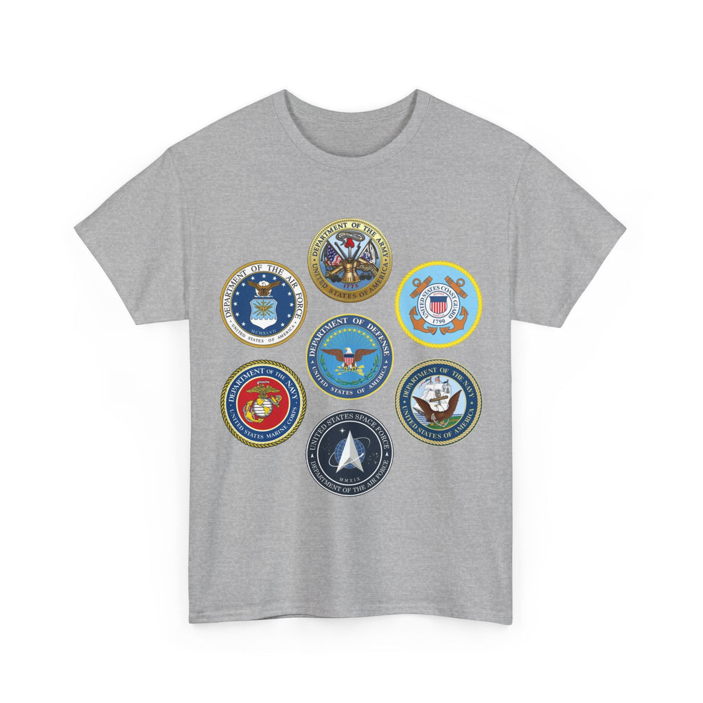 Military Branch Seals T-Shirt — Vintage US Armed Forces Emblems Tee