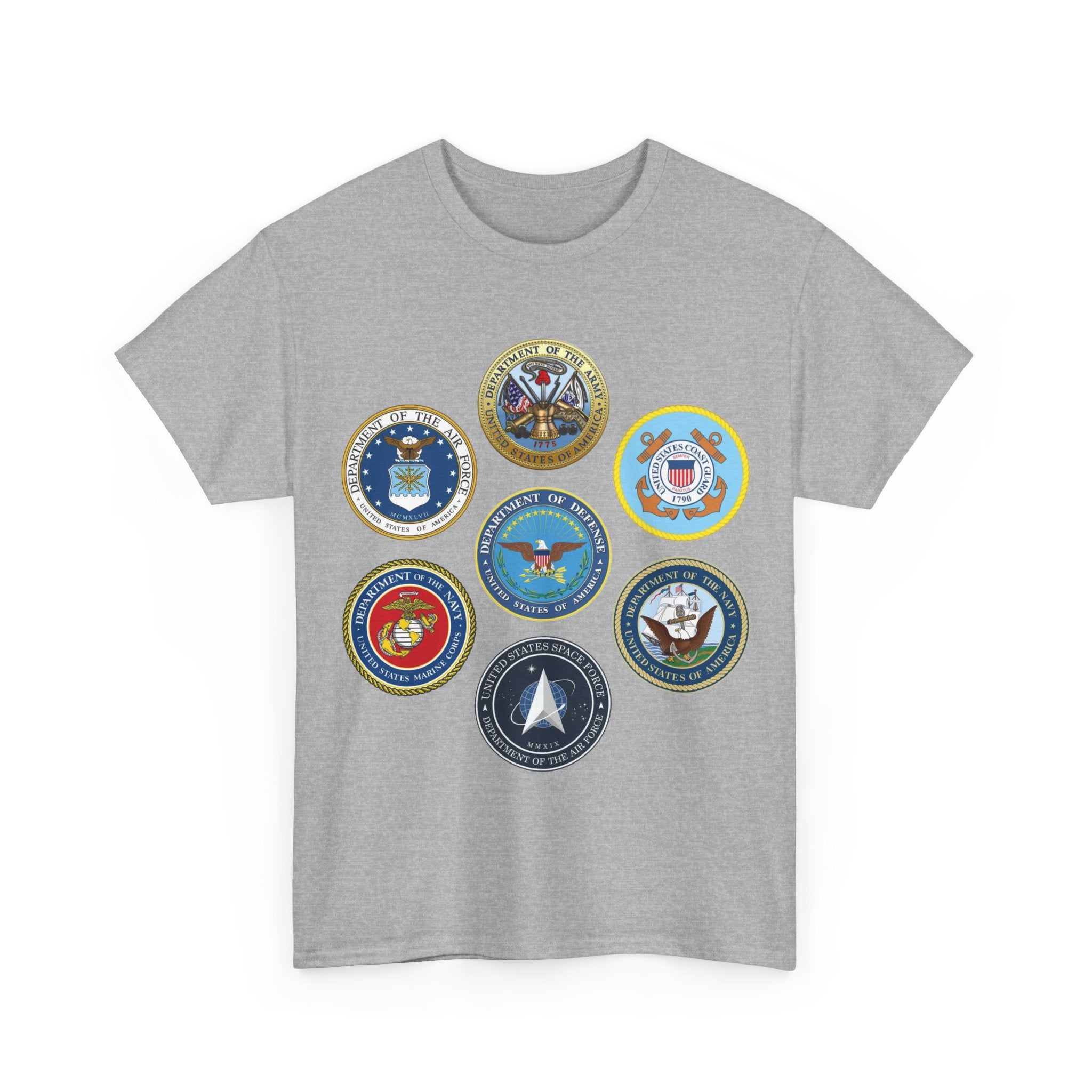Military Branch Seals T-Shirt — Vintage US Armed Forces Emblems Tee