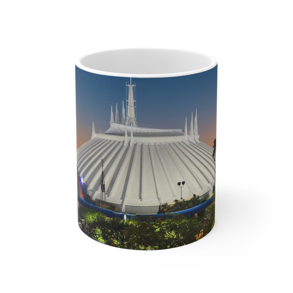 Space Mountain Sunset Ceramic Coffee Mug — Theme Park Photo Mug (11oz & 15oz)