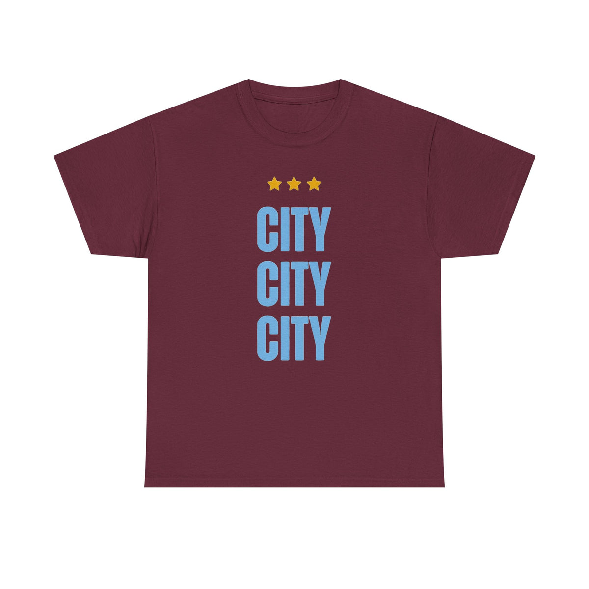 Manchester City City City Tee — Retro Three-Star Premier League Lion Soccer Shirt