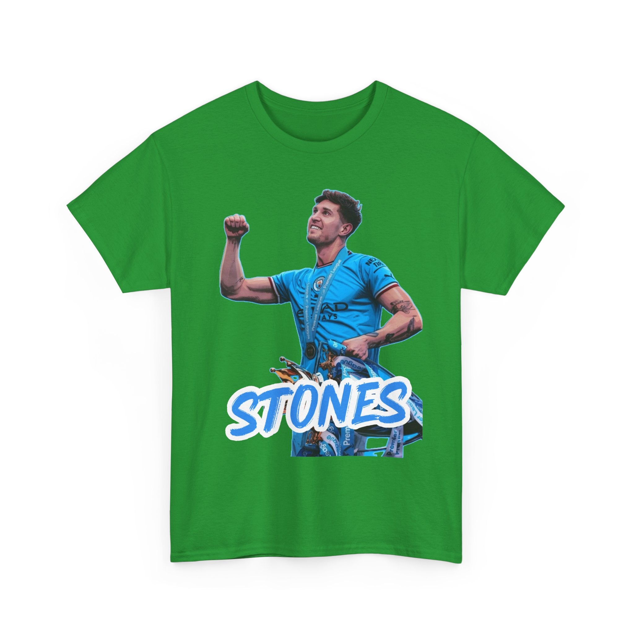 John Stones Manchester City Soccer Fan Tee — Blue Player Graphic T-Shirt