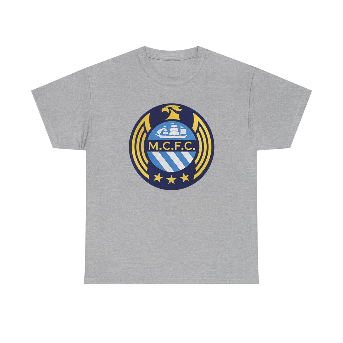MCFC Crest T-Shirt — Vintage Blue & Gold Soccer Tee