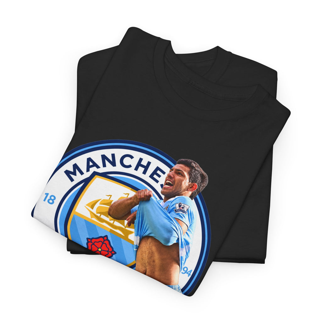 Sergio Aguero Manchester City Legend Soccer Tee — Player Celebration Graphic T-Shirt