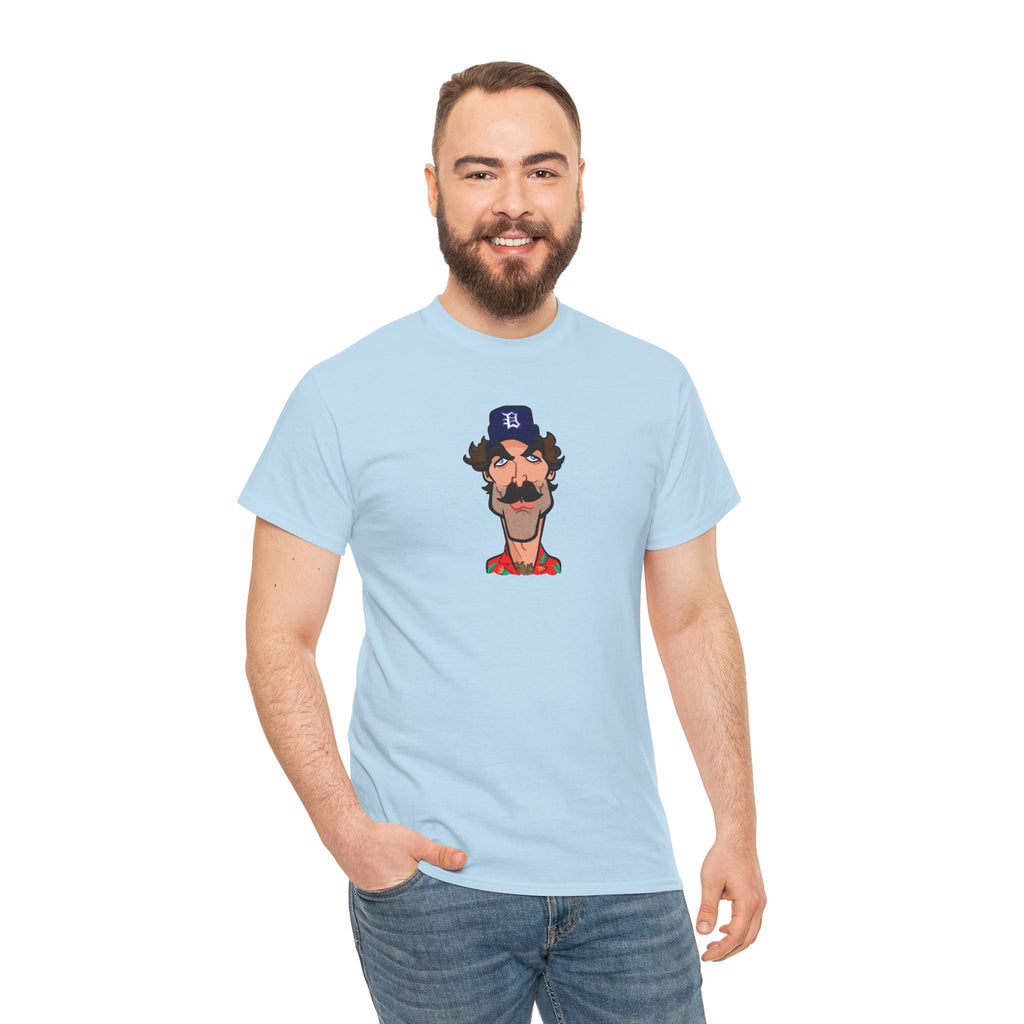 Magnum PI Retro Caricature T-Shirt — Retro Mustache Hat Portrait Tee