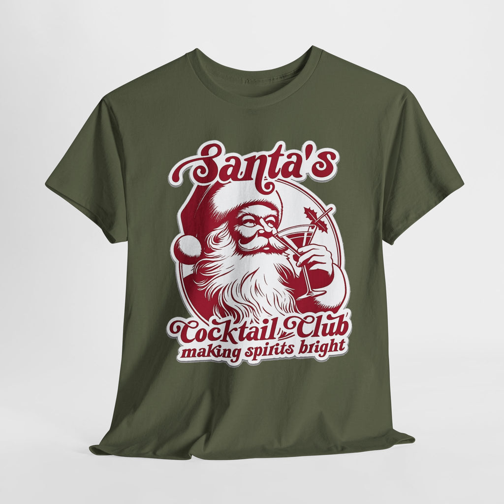 Santa’s Cocktail Club Tee — "Making Spirits Bright" Christmas Shirt