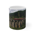 Scenic Viaduct Train Ceramic Mug – Vintage Red Engine on Mountain Bridge (11oz/15oz)