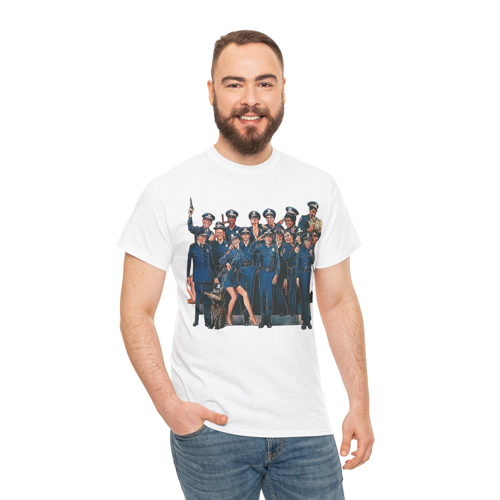 Police Academy Movie Inspired Cotton T‑Shirt — Retro Squad Photo Tee