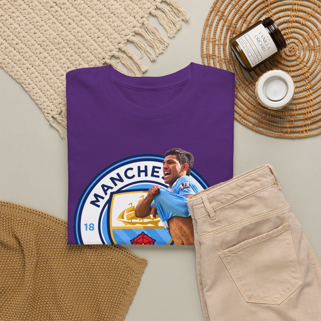 Sergio Aguero Manchester City Legend Soccer Tee — Player Celebration Graphic T-Shirt