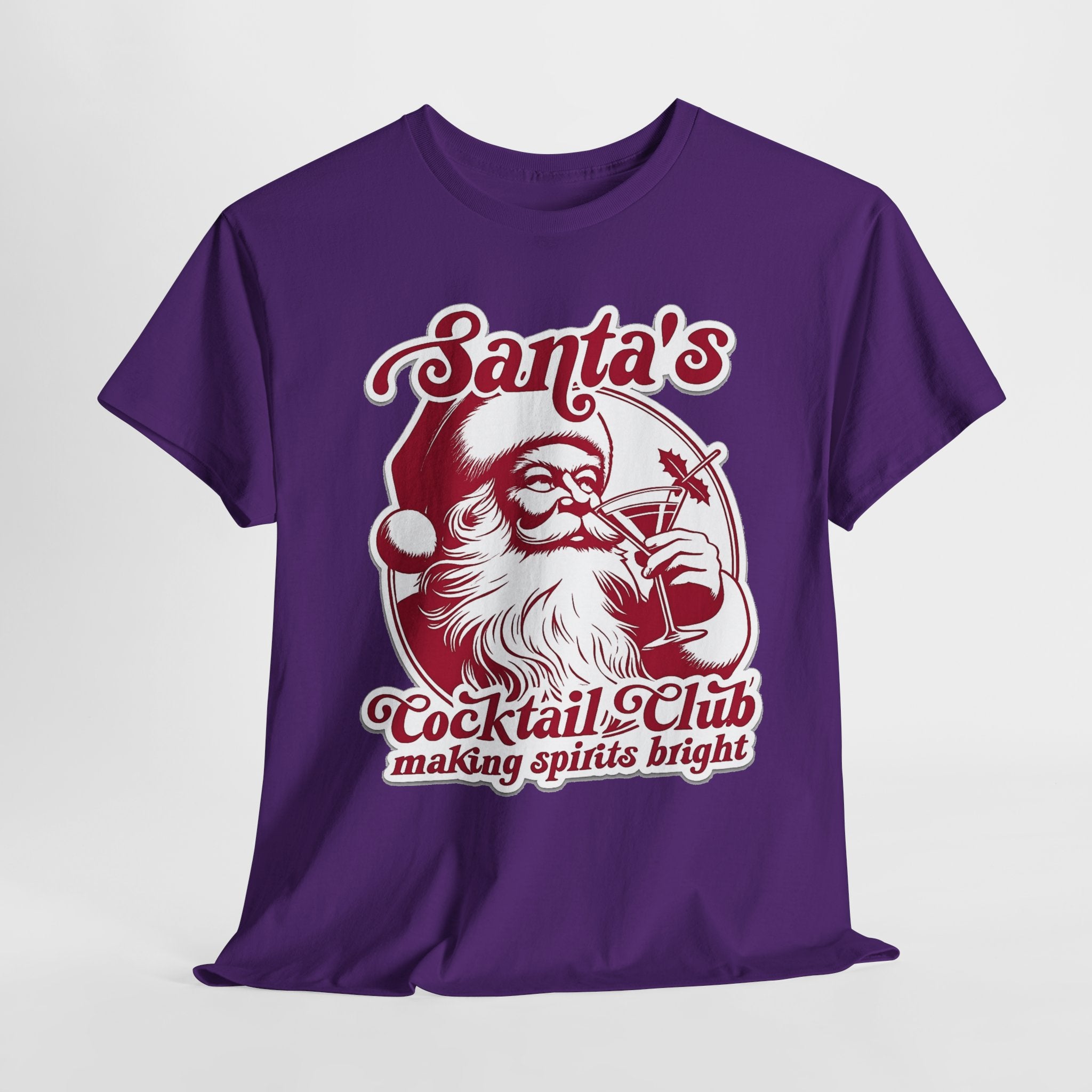 Santa’s Cocktail Club Tee — "Making Spirits Bright" Christmas Shirt