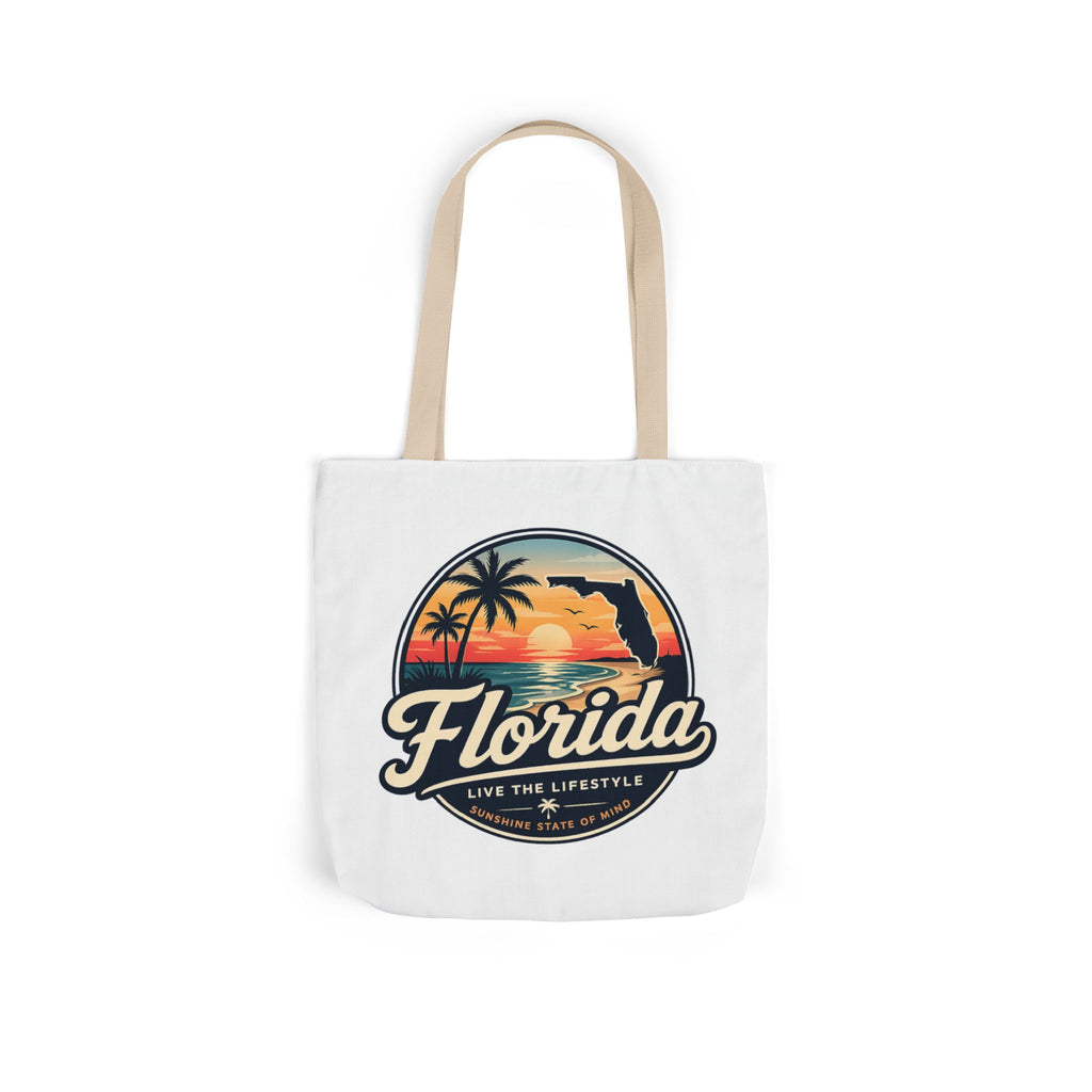 Florida Sunset Canvas Tote Bag — Retro Palm Beach Design