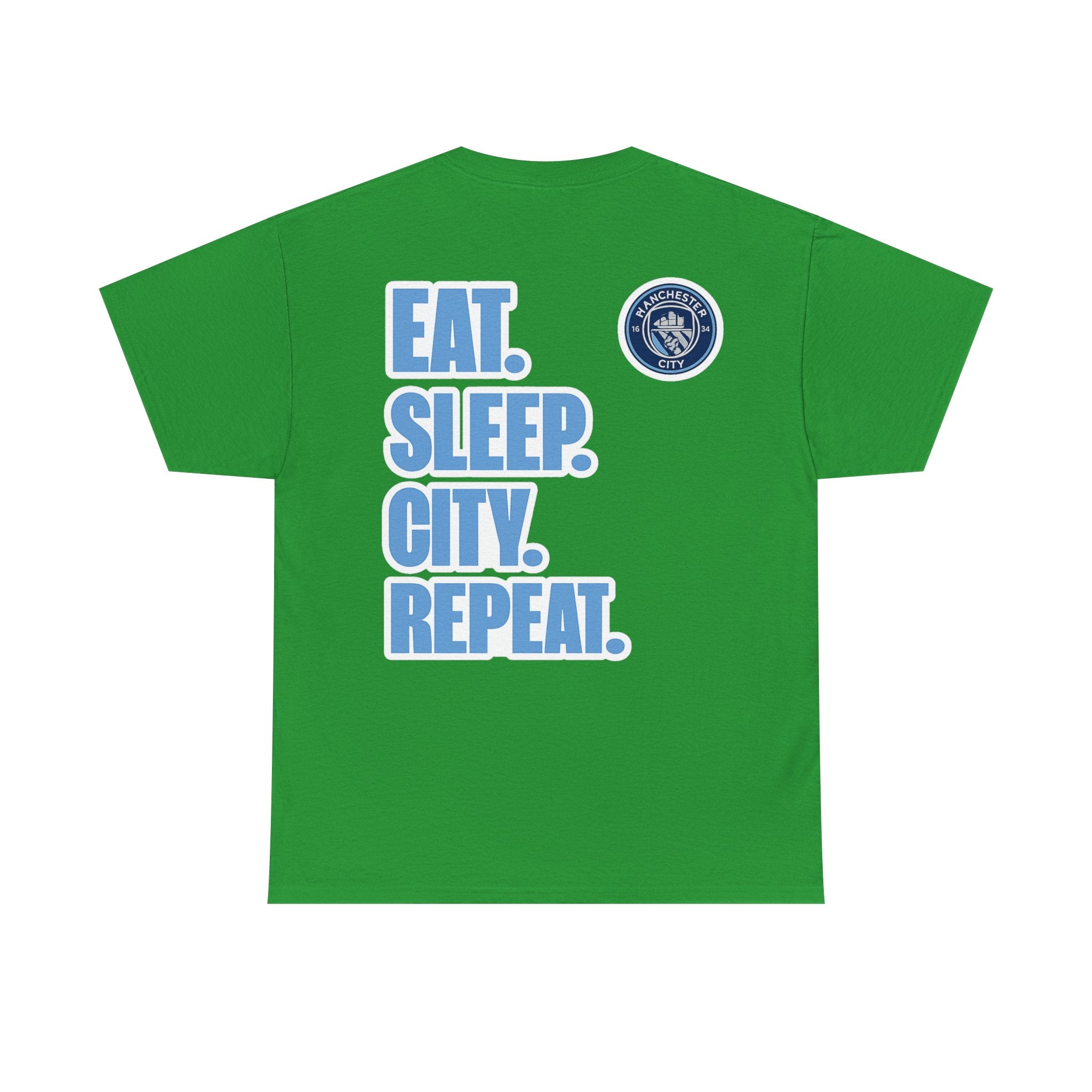Manchester City T-Shirt – 'Eat. Sleep. City. Repeat.' Football Fan Tee
