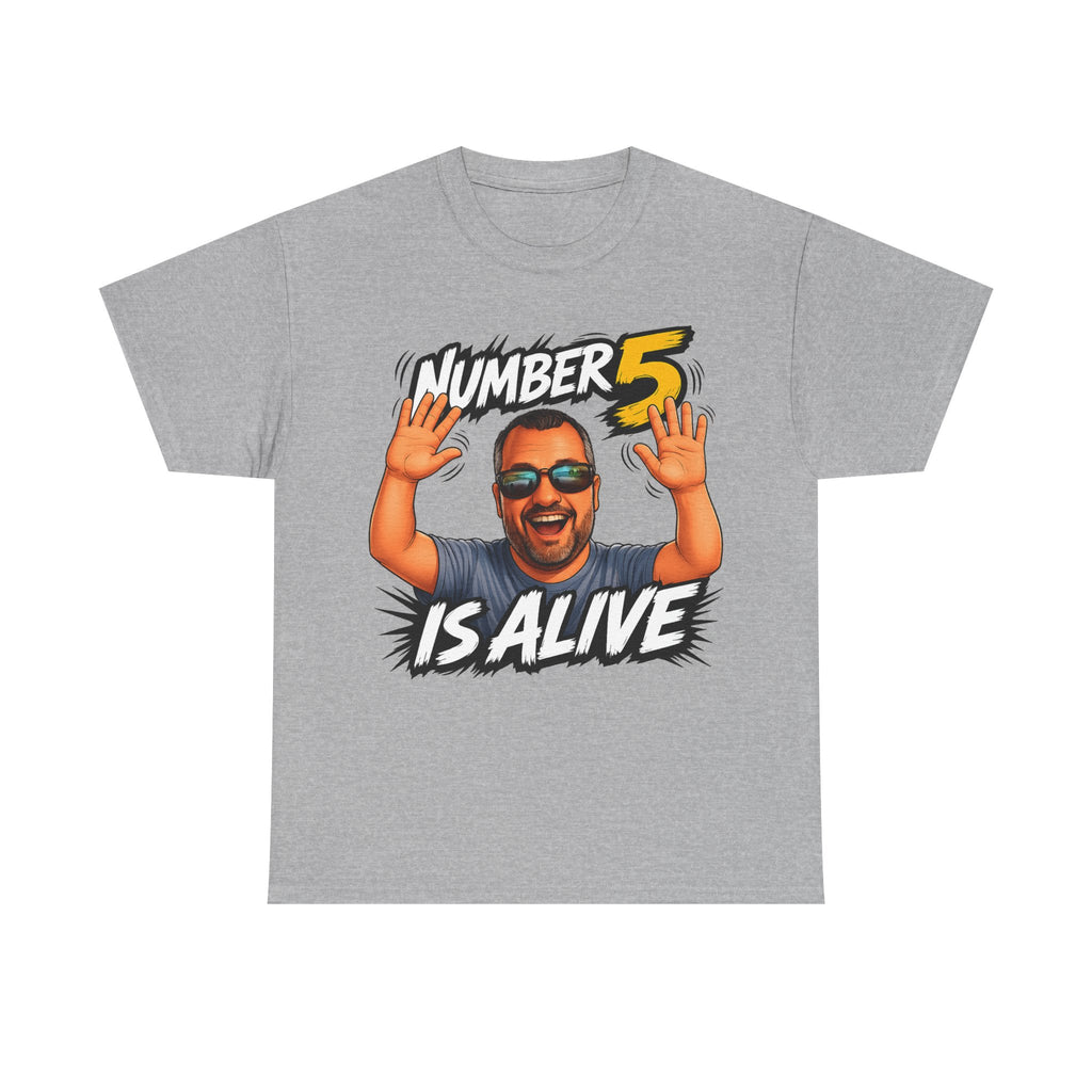Number 5 Is Alive Graphic Tee — Funny Meme Face T‑Shirt