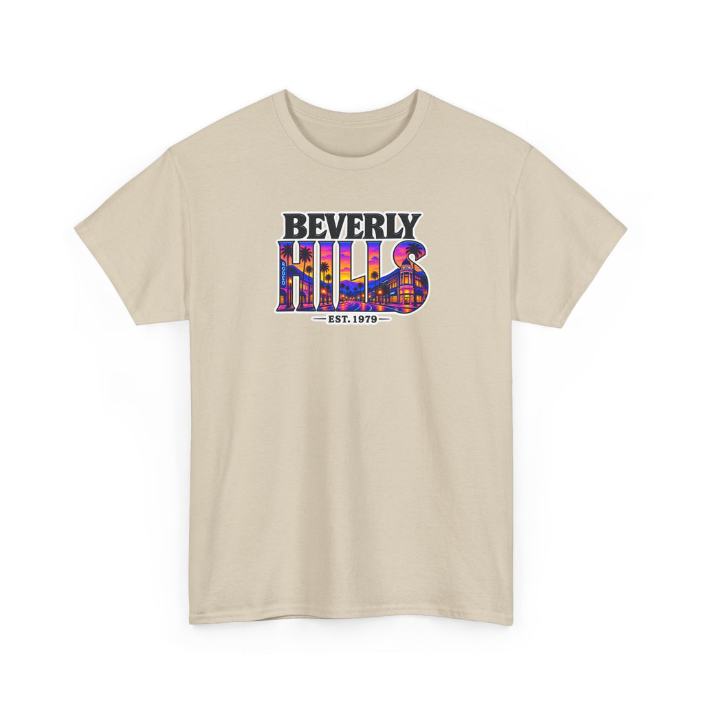 Beverly Hills Retro Sunset Tee — 'Beverly Hills EST. 1979' Graphic T-Shirt