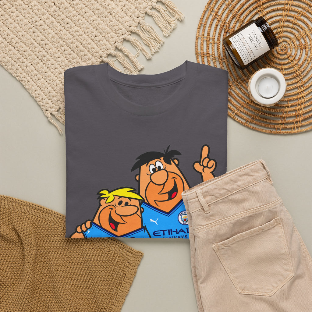 Manchester City The Flintstones Etihad Airways Cartoon Cotton T-Shirt