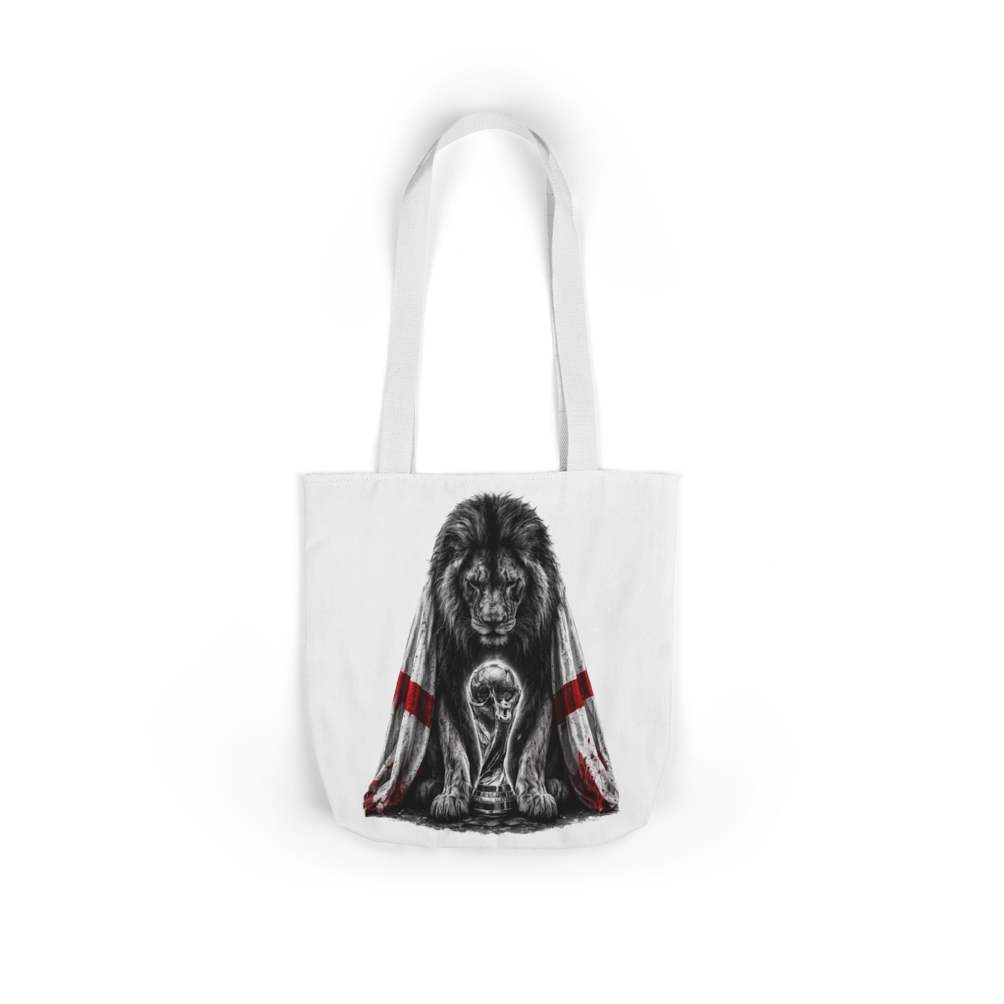 England Lion Guardian Canvas Tote — Protective Lion & Cub Illustration Tote Bag