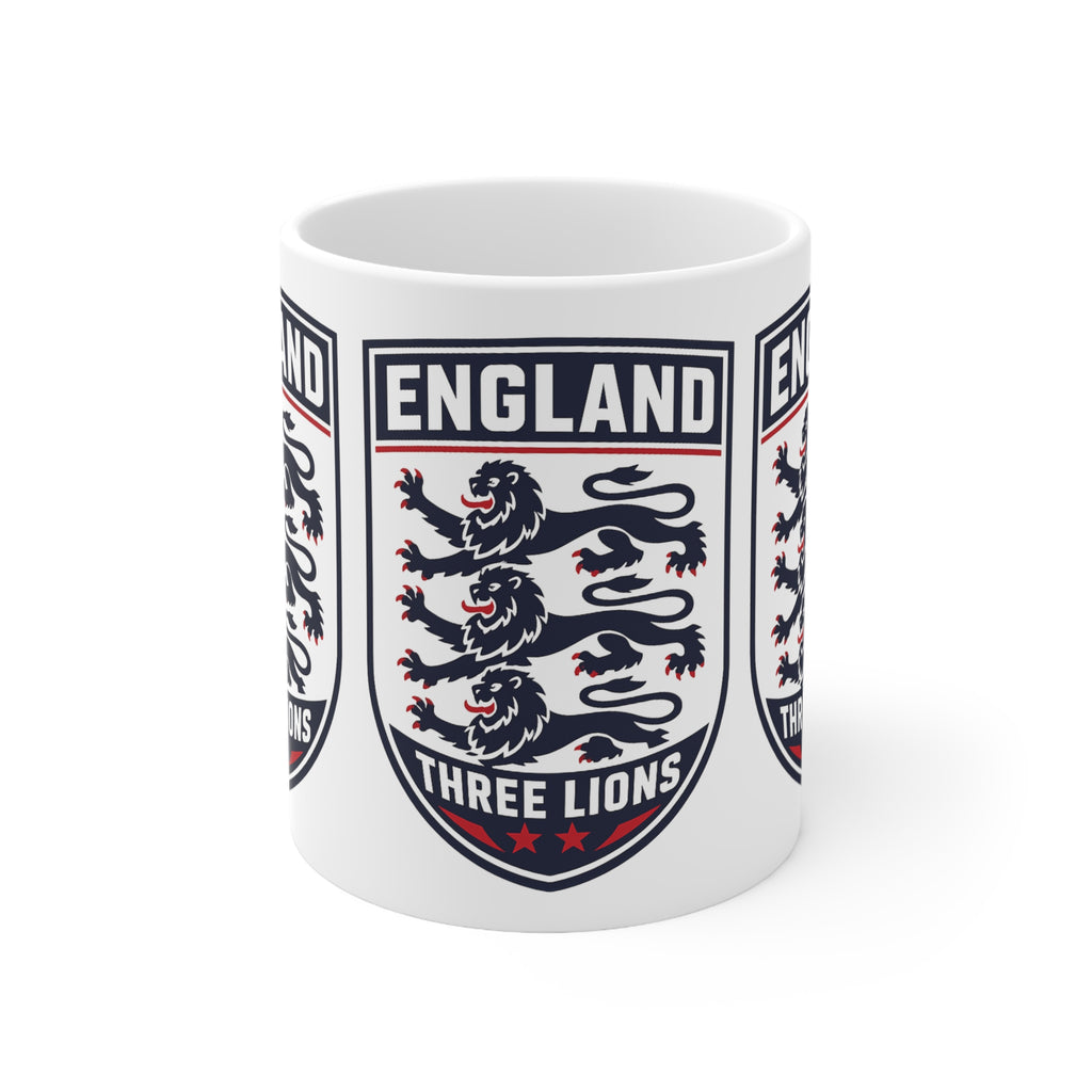 England Three Lions Ceramic Coffee Mug — 11oz & 15oz Football Fan Gift