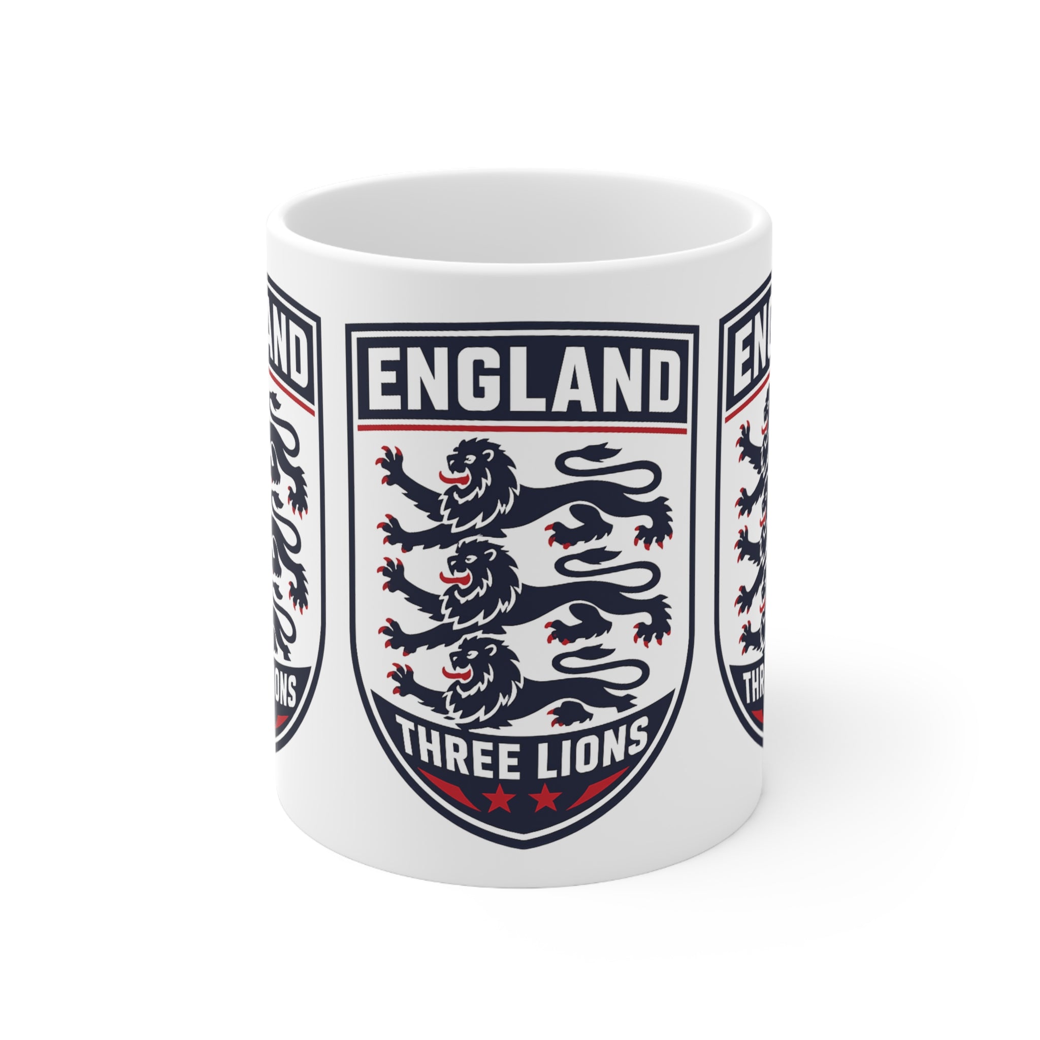 England Three Lions Ceramic Coffee Mug — 11oz & 15oz Football Fan Gift
