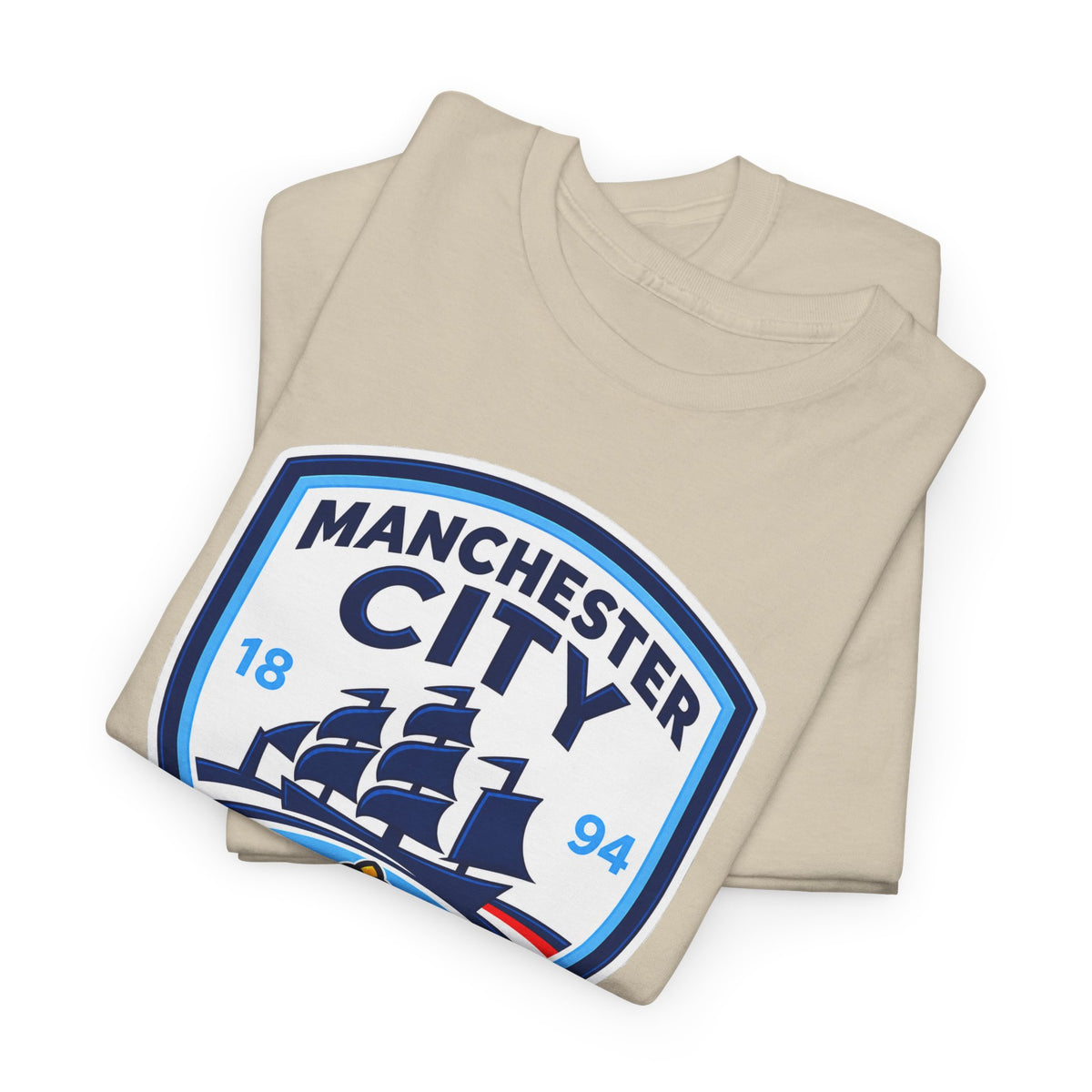Manchester City Inspired Crest Cotton T-Shirt