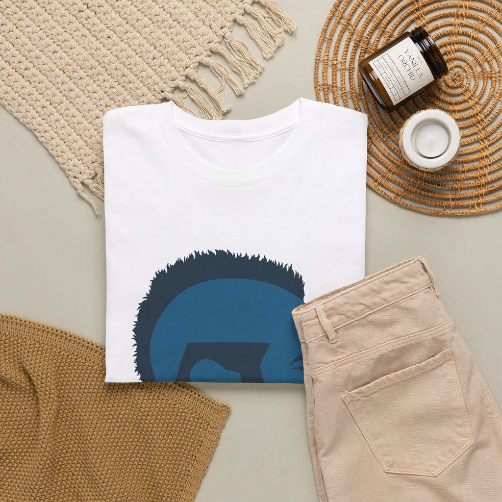 Mr T Profile Silhouette T‑Shirt – Blue Head & Gold Earring Graphic