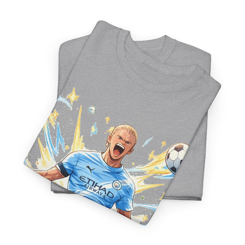 Erling Haaland Anime Fan Tee — Celebratory Football Player Graphic T-Shirt