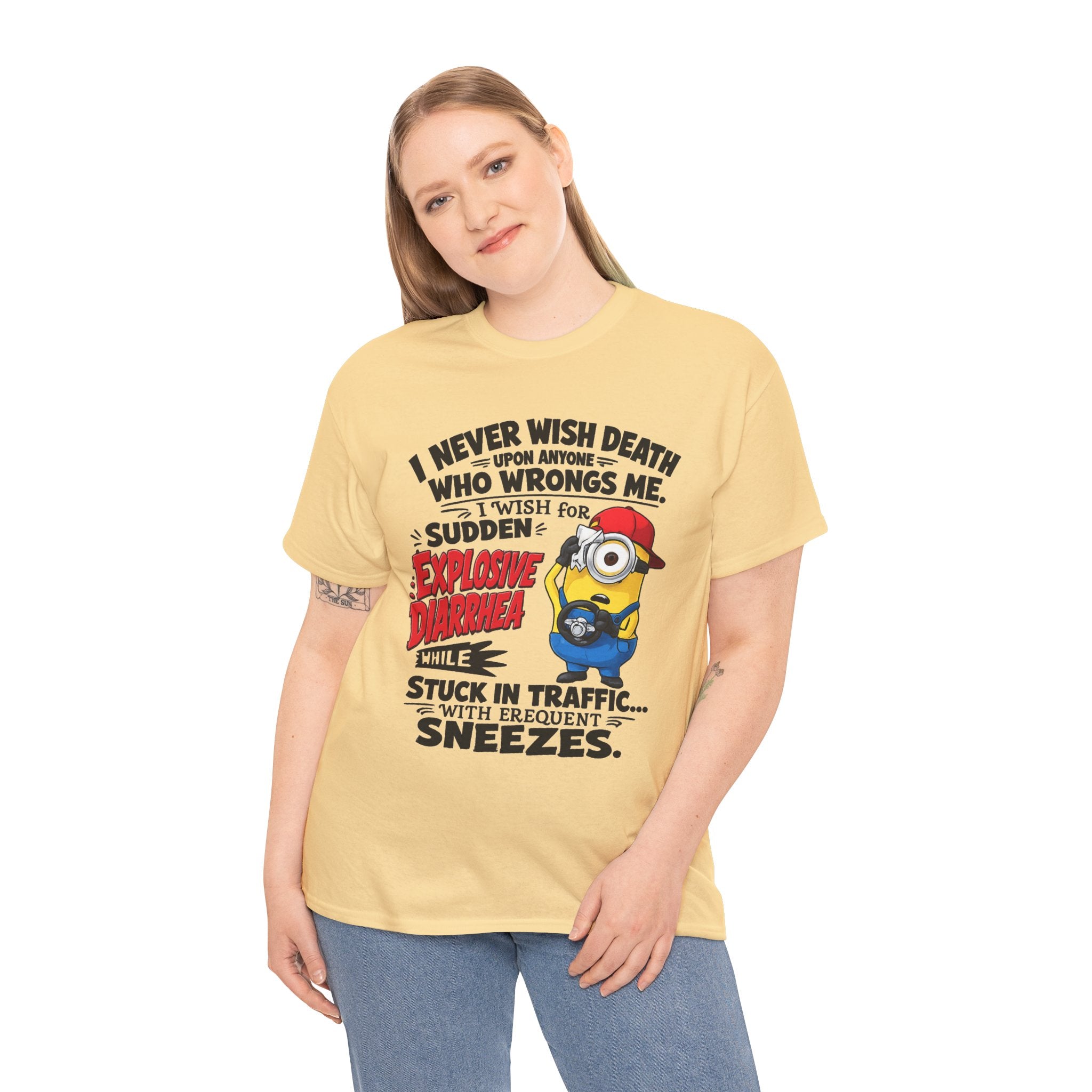 Funny Minion Traffic Tee — "Explosive Diarrhea" Humorous Graphic T-Shirt