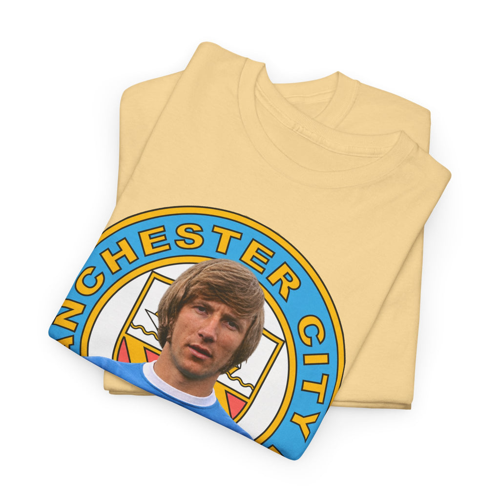 Colin Bell Manchester City Legend Cotton Tee — Retro Player Graphic