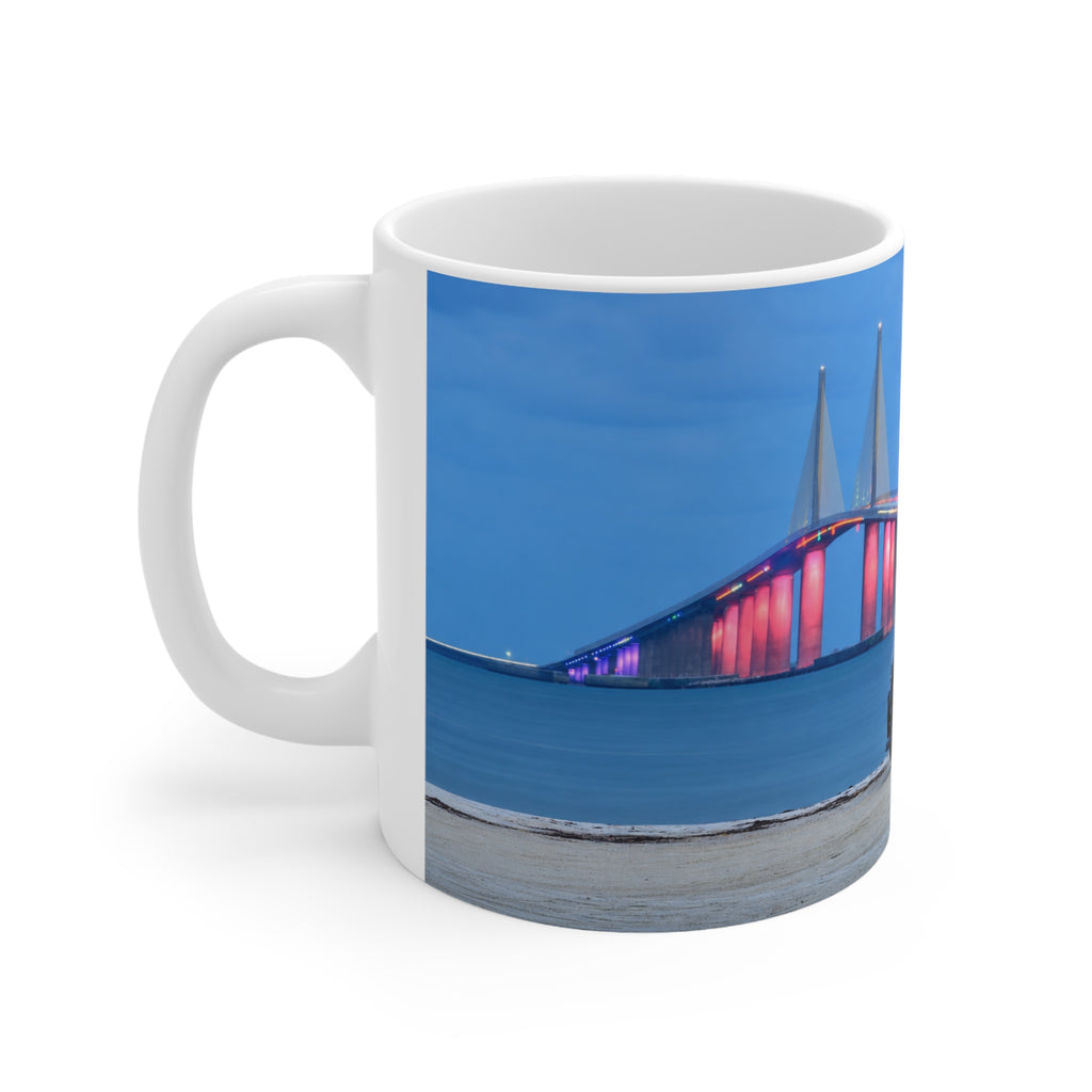 Florida State Trooper Bridge Nightscape Coffee Mug — Colorful Twilight Bridge Ceramic Mug (11oz & 15oz)