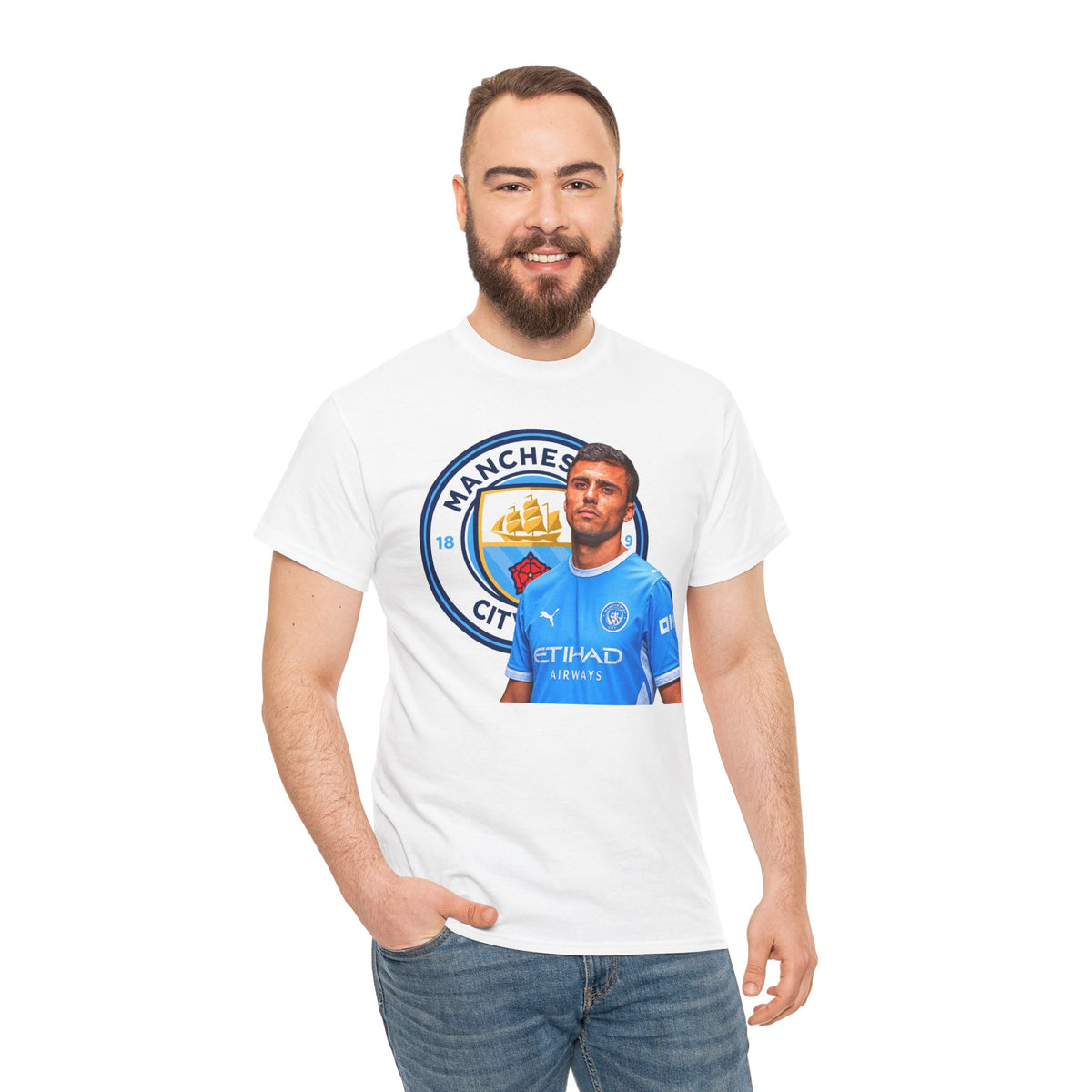 Rodri Manchester City Legend Football Tee — Player Portrait Soccer Shirt