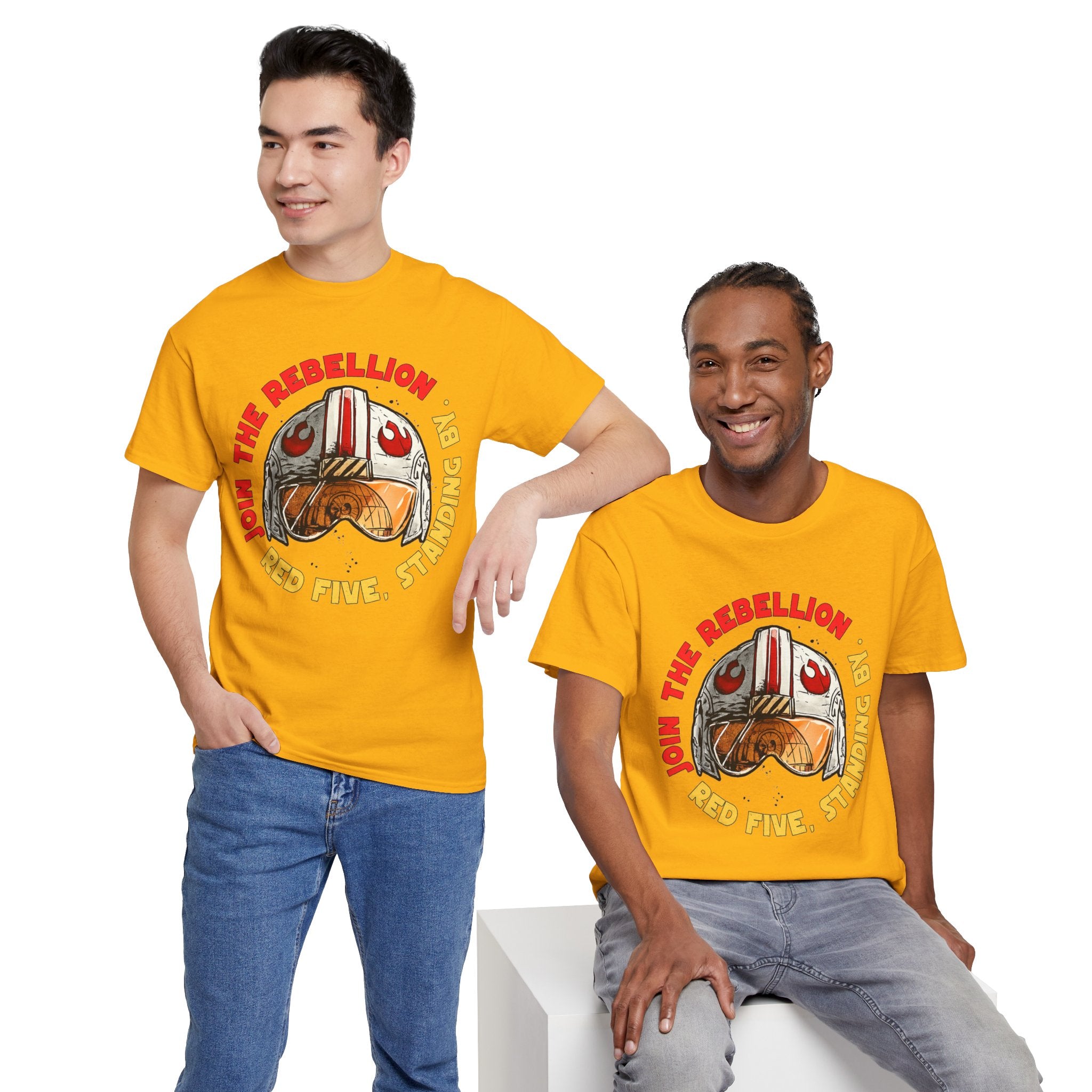 Rebel Pilot T-Shirt — "Join the Rebellion, Red Five" Vintage Helmet Design